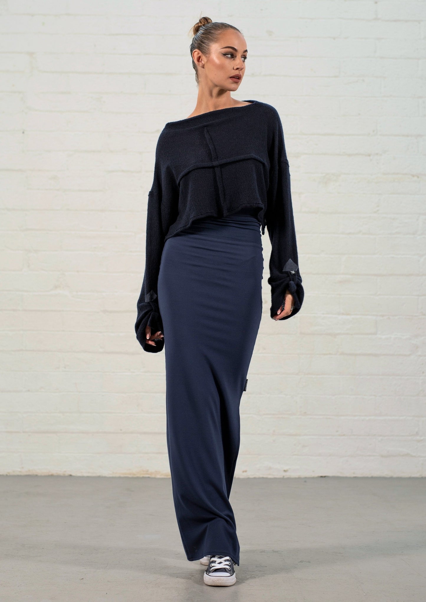 Dafna Slit Skirt: Navy (Long)