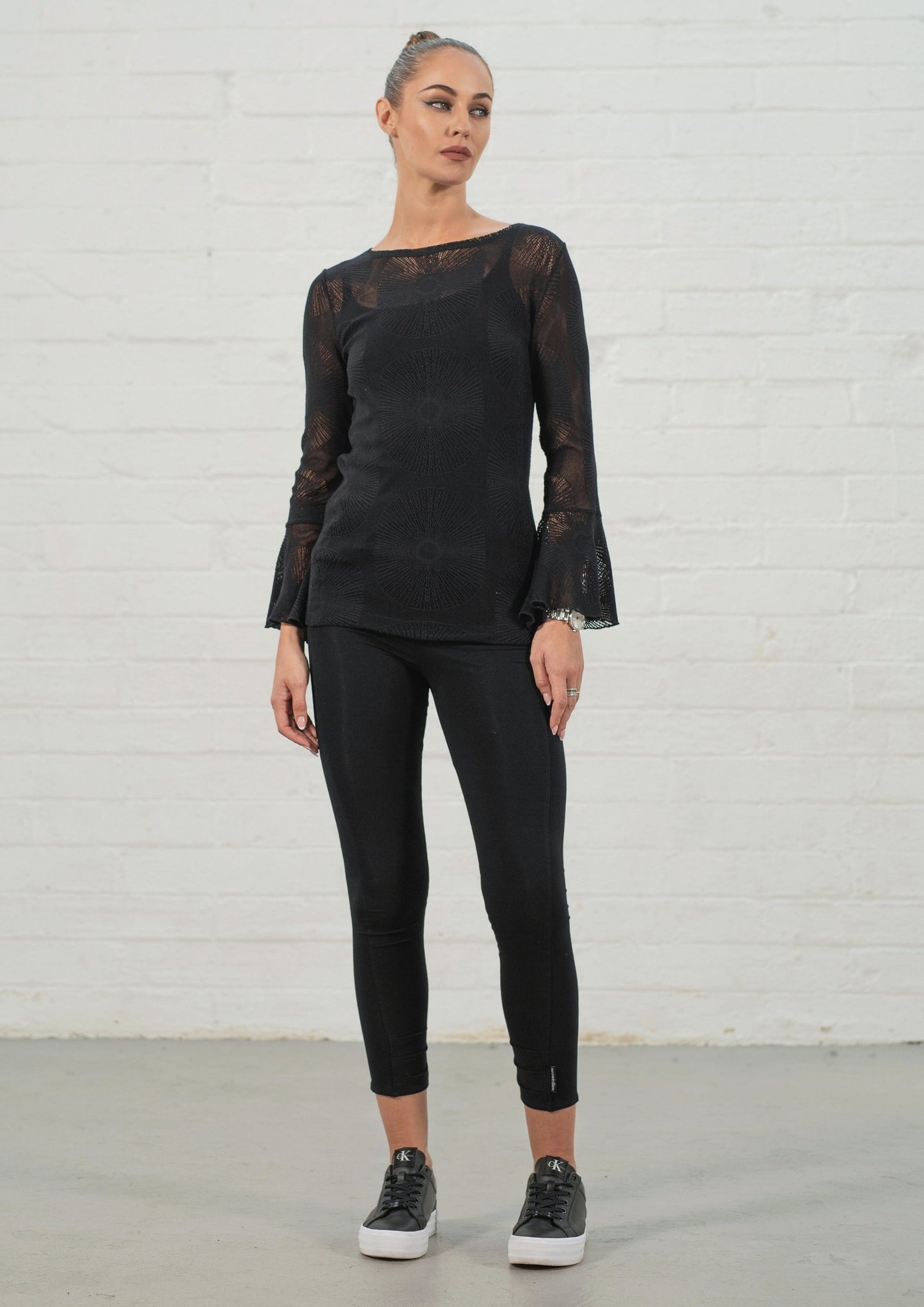 Lola Tuck Hem Leggings Black/ Navy