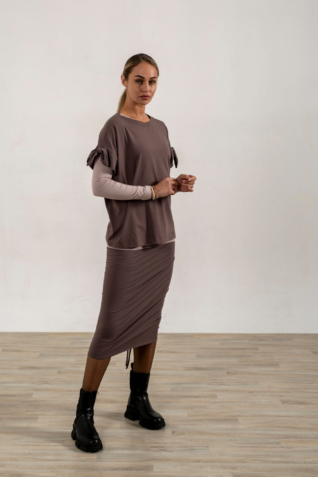 Shannon Drawstring Skirt (mink)