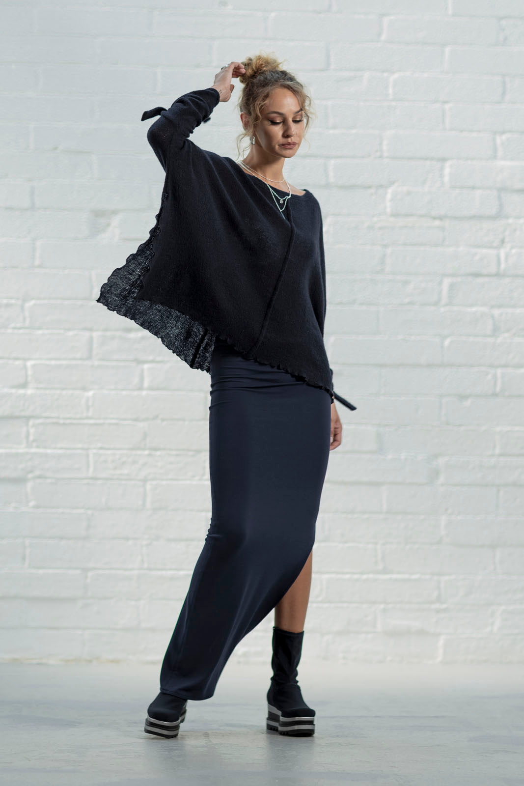 Dafna Slit Skirt: Navy (Long)