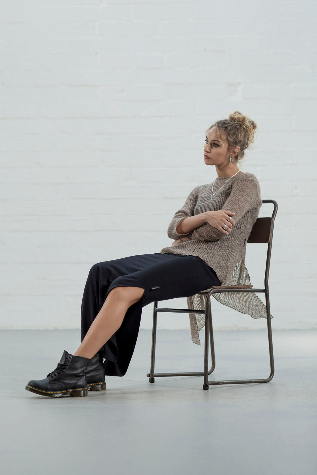 Dafna Slit Skirt: Black ( regular)