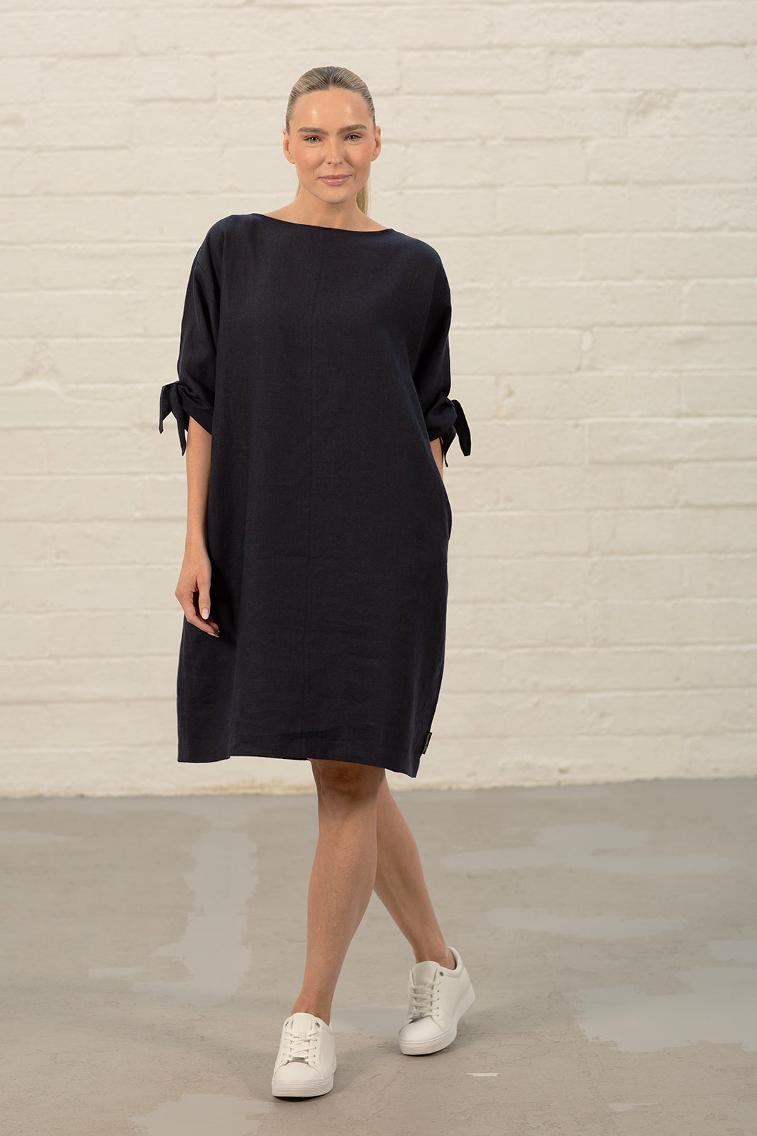 Claudia Navy Linen Tunic