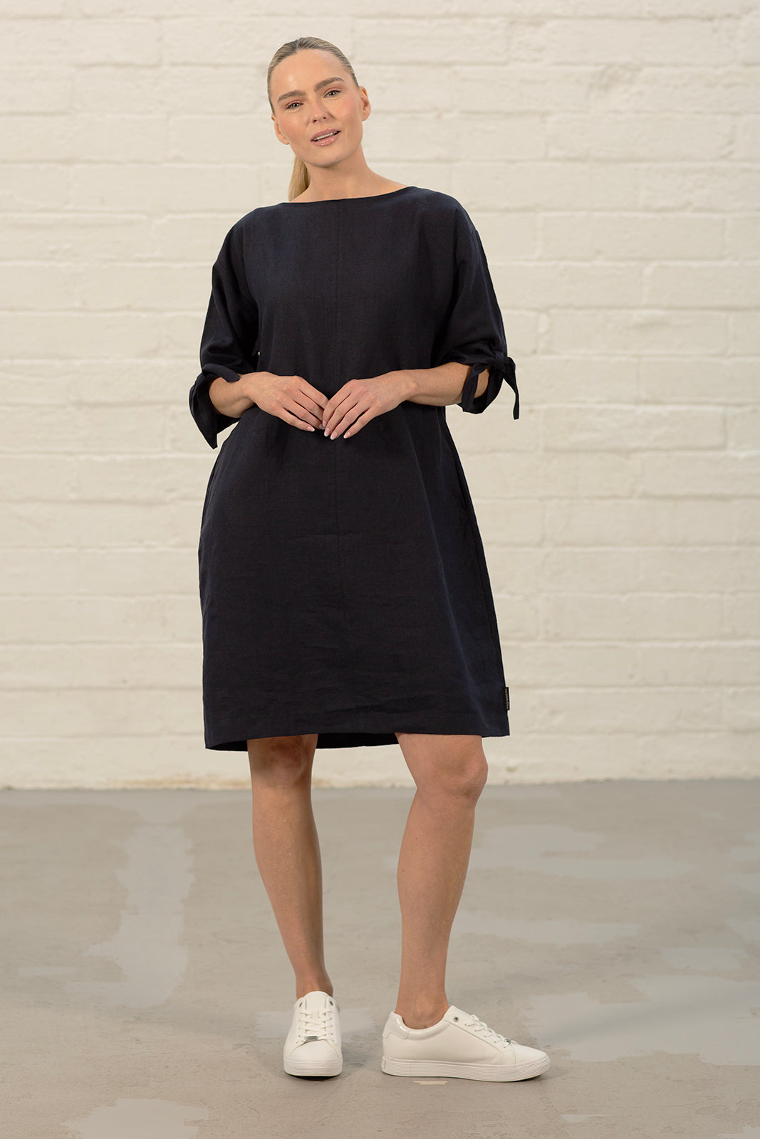 Claudia Navy Linen Tunic