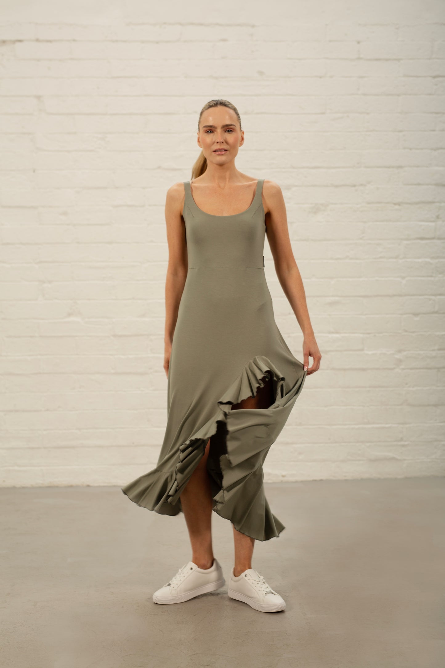 Olive Georgia Frill Jersey Dress (Last One)
