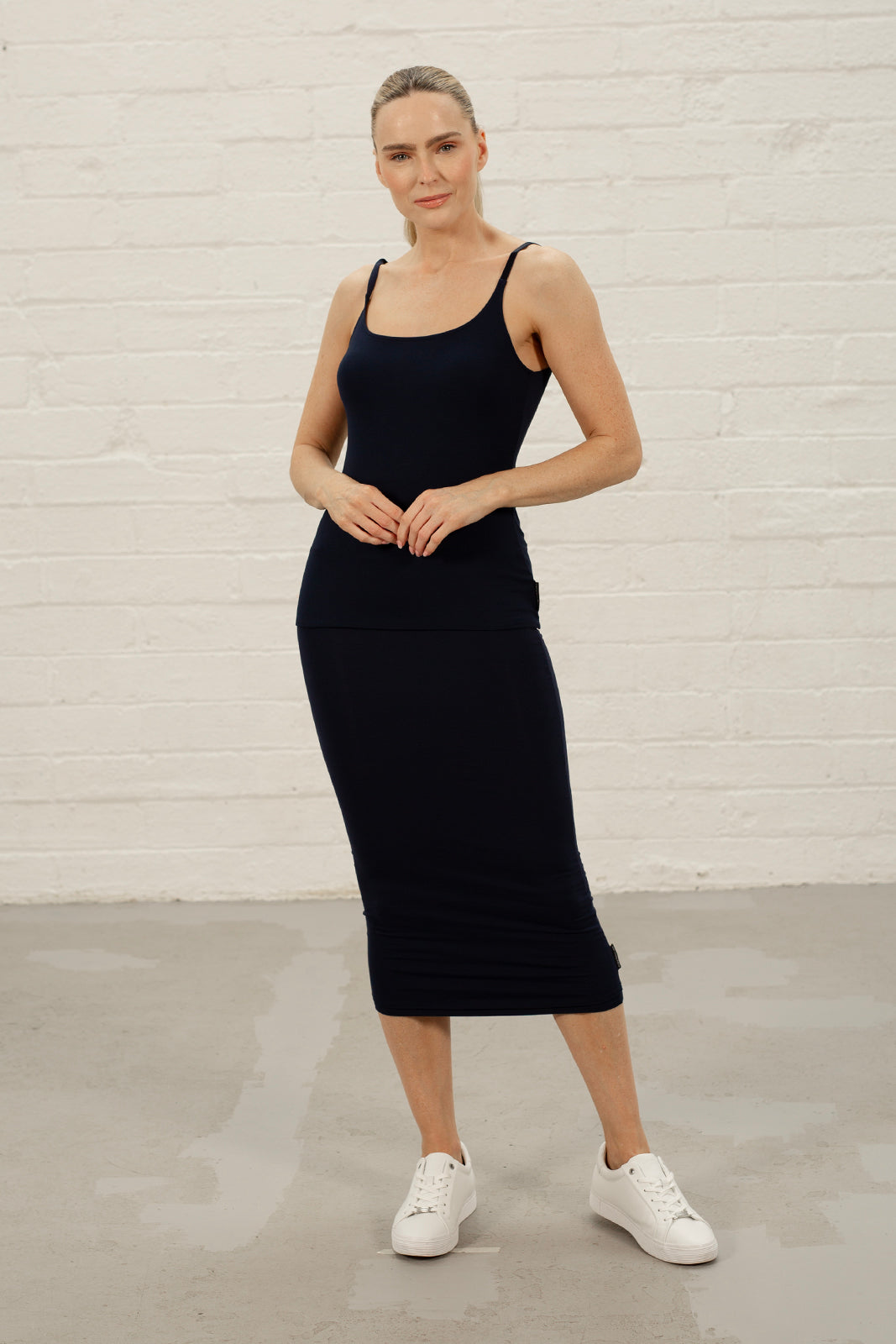 Navy Kira Mid-length vest