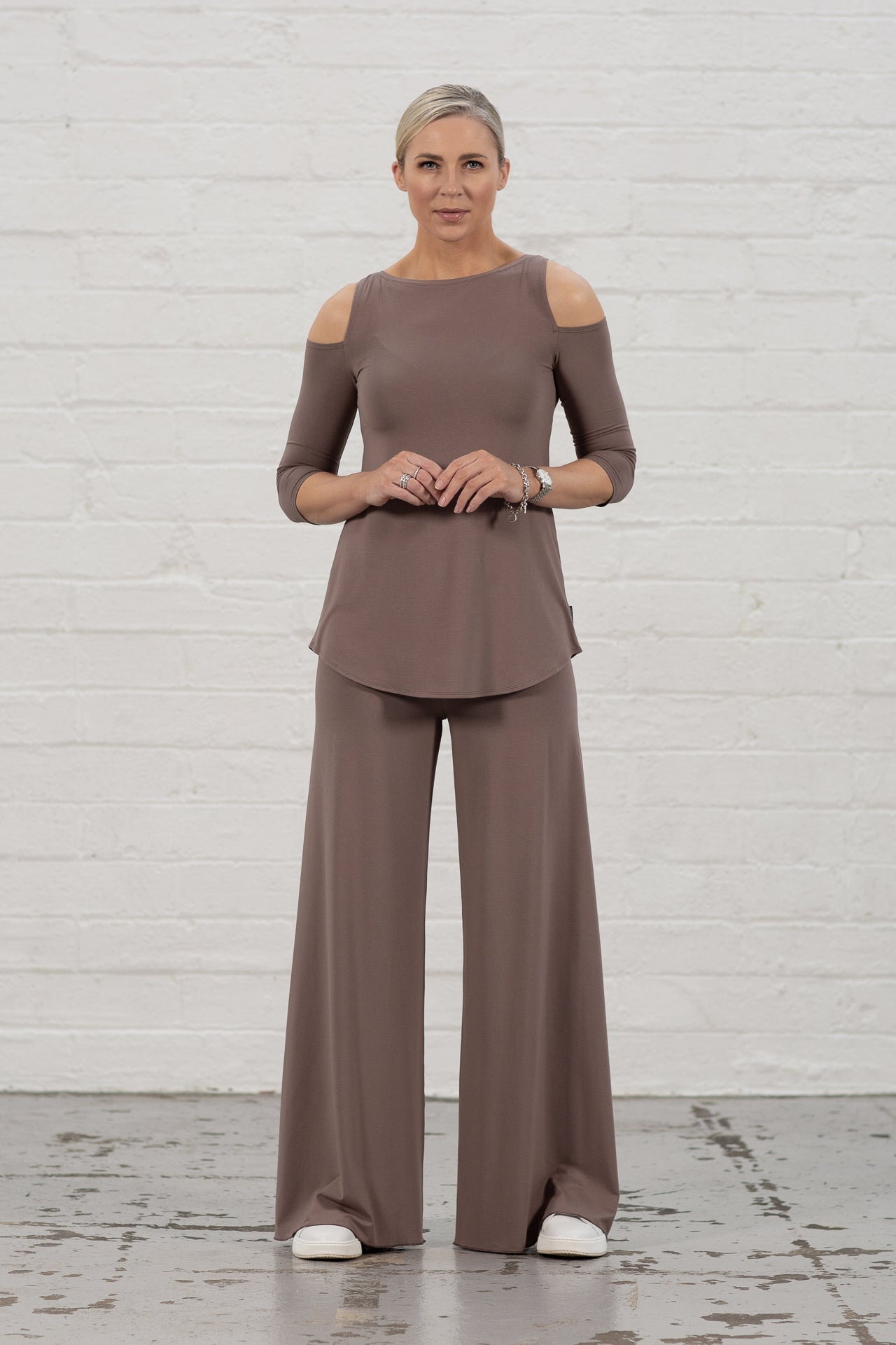 Lola Cappuccino Cold Shoulder Top