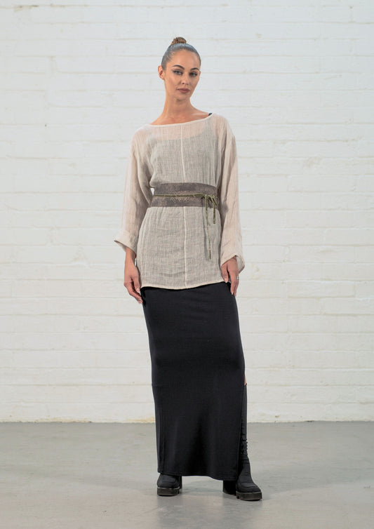 Dafna Slit Skirt: Black (Long)