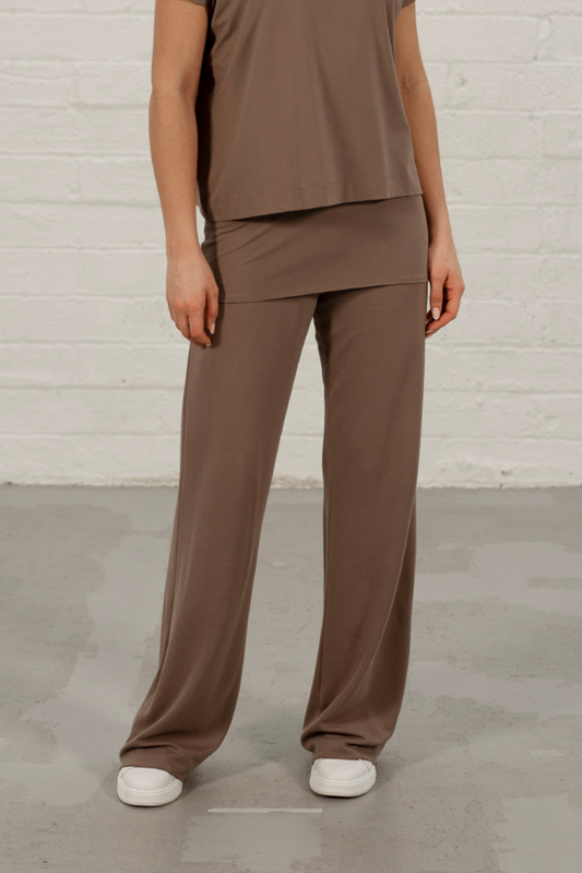 Addison Straight Leg Palazzos: Cappuccino