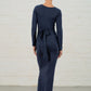 Navy Morticia Wrap Top