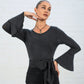 Rhea Flute Sleeve Top - Silky Black Jersey