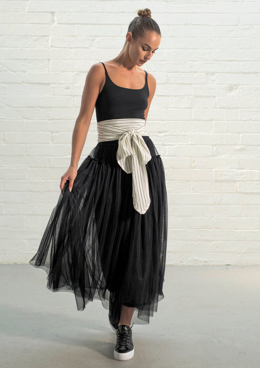 Rowan Double-Layer Tulle Skirt (Black & Navy)