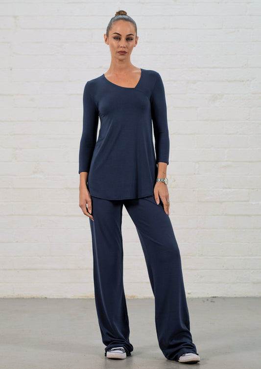 Addison Straight Leg Palazzos: Navy