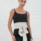 Ecru & Grey Stripe Sash Belt