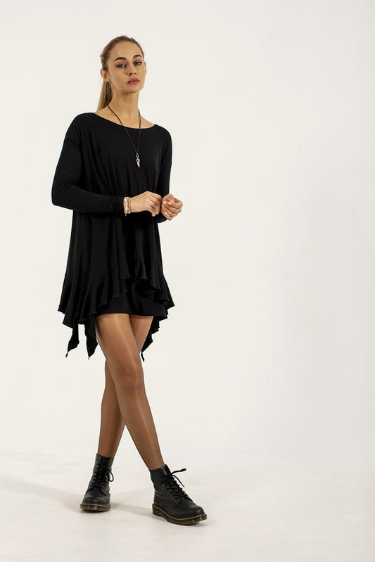 Monique Frill Hem Tunic (black)