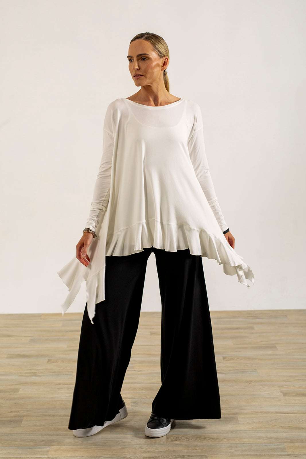 Monique Frill Hem Tunic (Soft White)