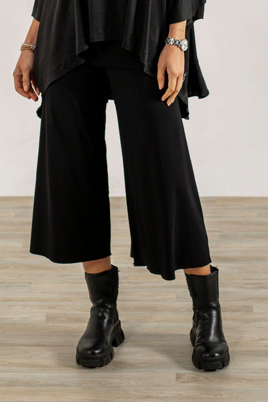Black Ellen Viscose Jersey Crop Palazzos (narrow)