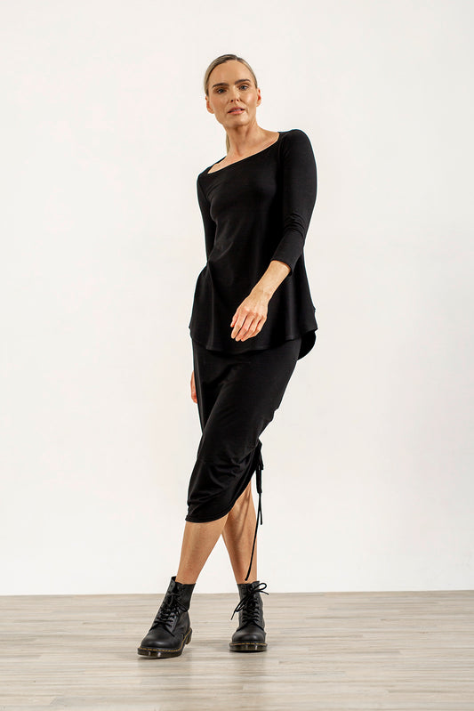 Iris 3/4 Sleeve Jersey Top (black)