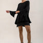Blair Oversize Frill Hem Tunic (Black)