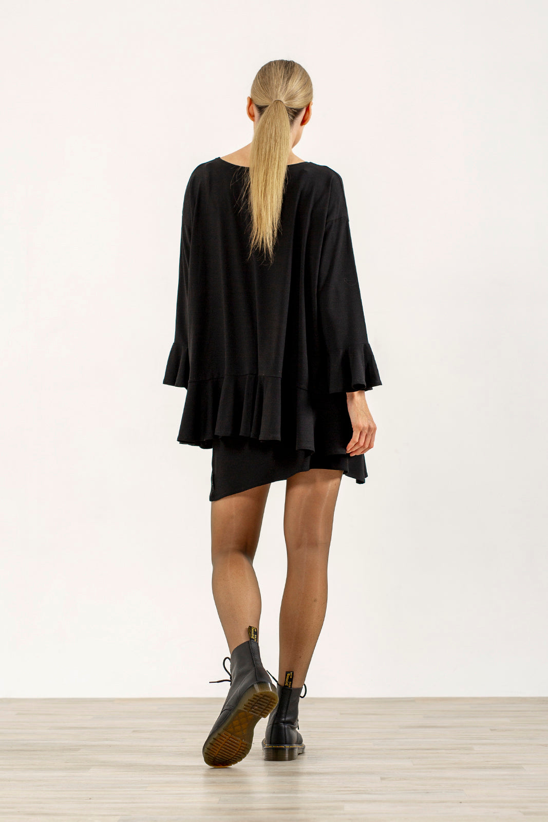 Blair Oversize Frill Hem Tunic (Black)