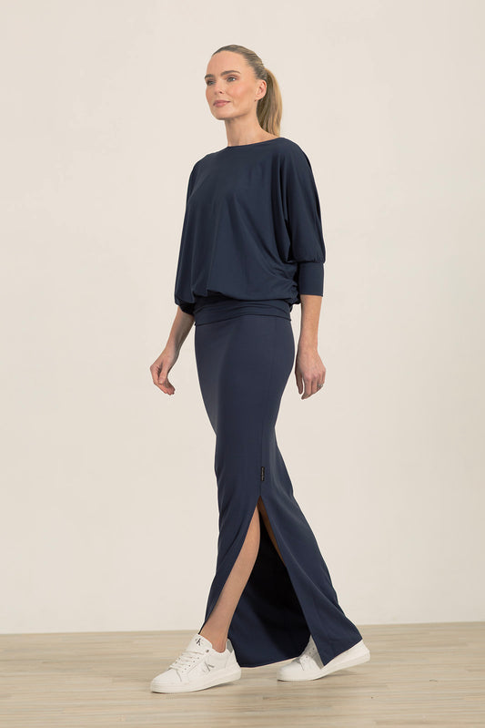 Dafna Slit Skirt: Navy ( regular)