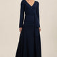 Navy Morticia Wrap Top