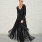 Black Morticia Wrap Top