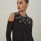 Black Sage Cold Shoulder Jersey Dress