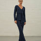 Navy Morticia Wrap Top