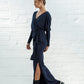 Dafna Slit Skirt: Navy ( regular)