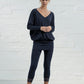 Navy Jess Lace Hem Leggings