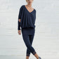Navy Jess Lace Hem Leggings