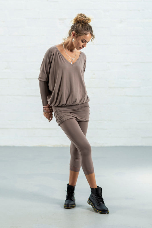 Cappuccino Jess Lace Hem Leggings