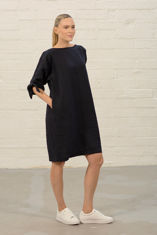 Claudia Navy Linen Tunic
