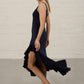 Navy Georgia Frill Jersey Dress