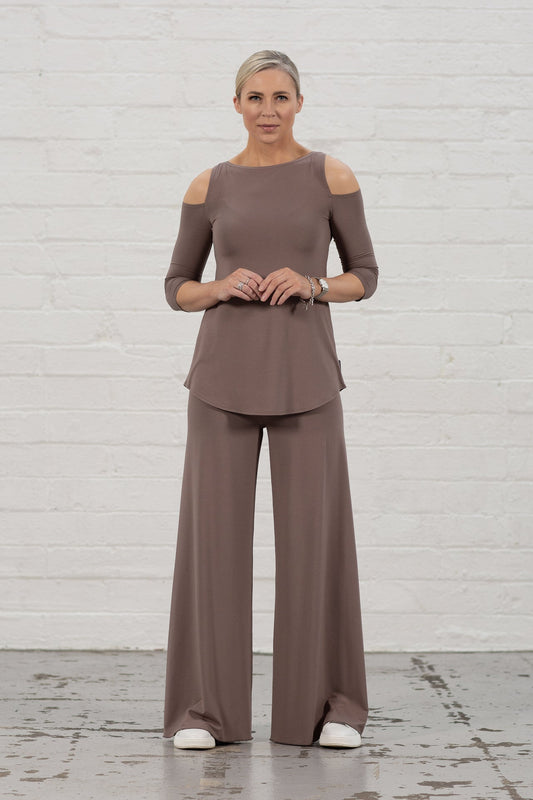 Lola Cappuccino Cold Shoulder Top