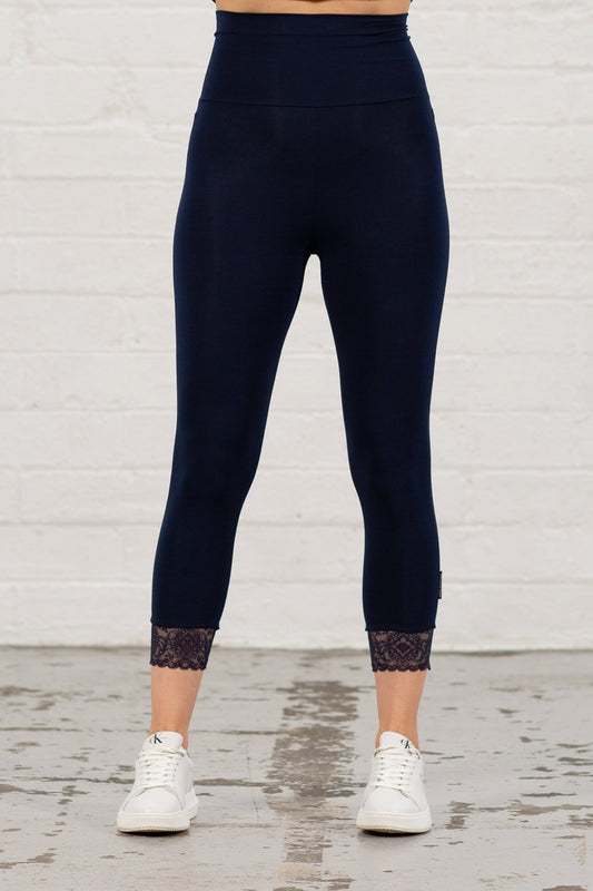 Navy Jess Lace Hem Leggings